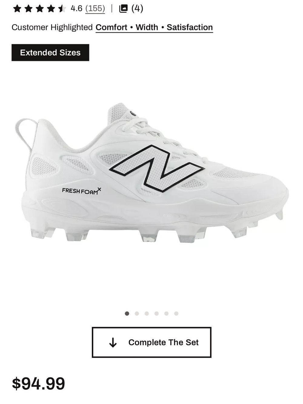 New Balance White Athletic Cleats with Black Logo
